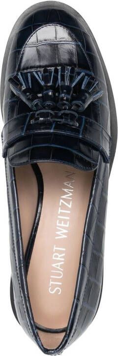 Stuart Weitzman Loafers met krokodillenleer-effect Blauw