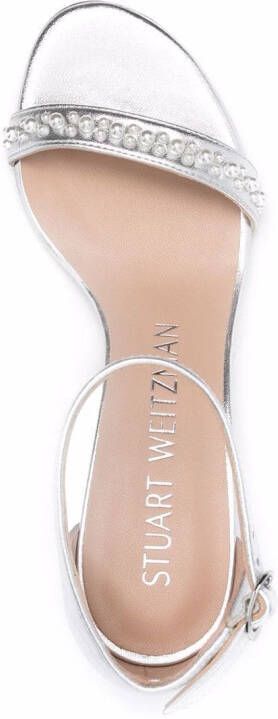 Stuart Weitzman Nearlynude sandalen met imitatieparel Grijs