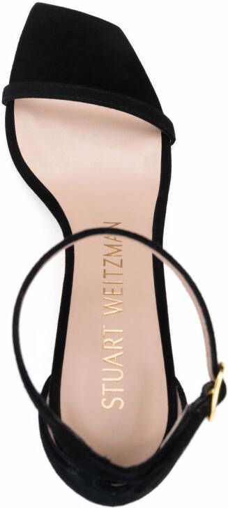 Stuart Weitzman Nudist Curve suède sandalen Zwart