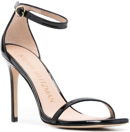 Stuart Weitzman Nudist Curve suède sandalen Zwart