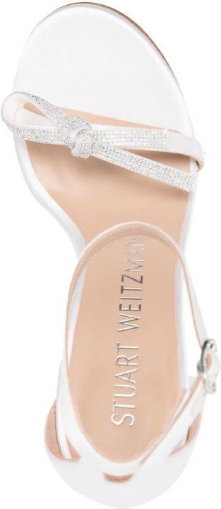 Stuart Weitzman Nudist sandalen met kristallen strik Wit