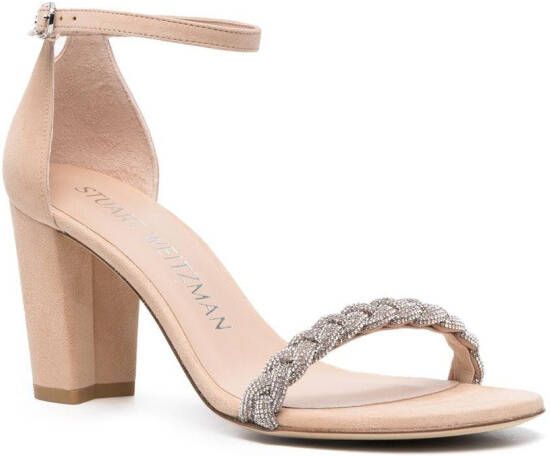 Stuart Weitzman Nudistcurve verfraaide sandalen Beige