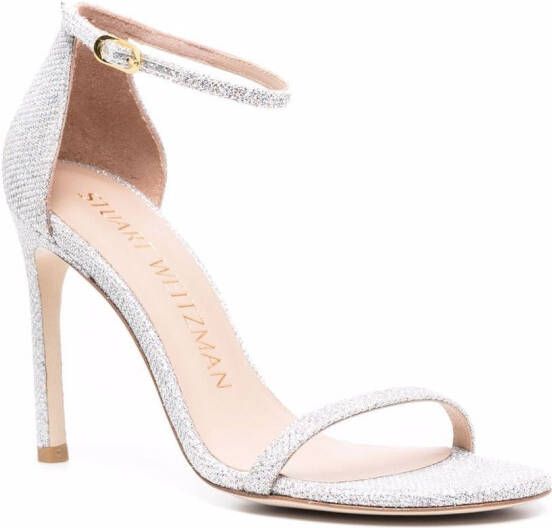 Stuart Weitzman Sandalen met glitter Zilver