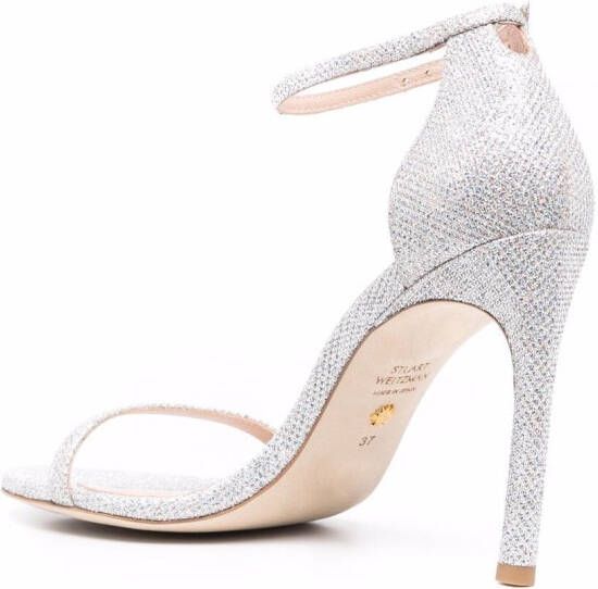 Stuart Weitzman Sandalen met glitter Zilver