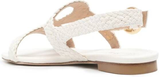 Stuart Weitzman Wovette leren sandalen Wit