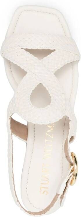 Stuart Weitzman Wovette leren sandalen Wit