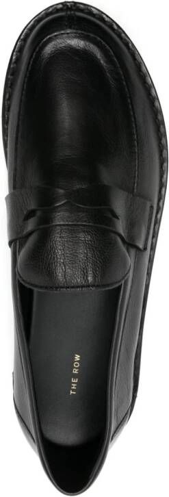 The Row Cary leren penny loafers Zwart