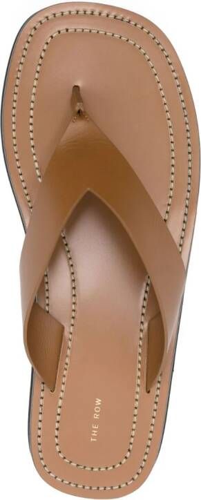 The Row Lexi leren teenslippers Beige