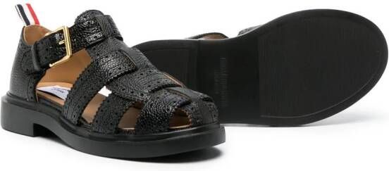 Thom Browne Kids Leren sandalen Zwart