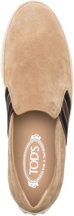 Tod's Gestreepte suède loafers Bruin