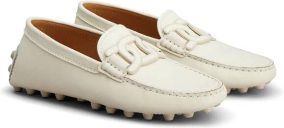 Tod's Gommino loafers met kettingpatroon Wit