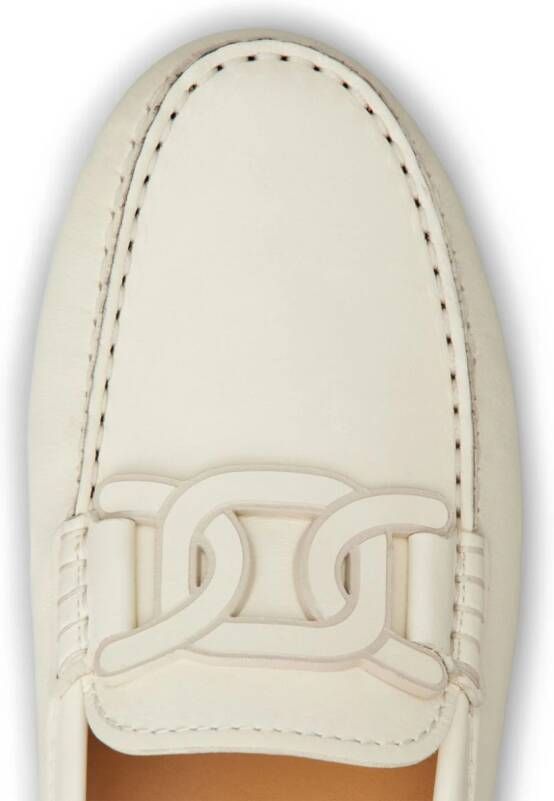 Tod's Gommino loafers met kettingpatroon Wit