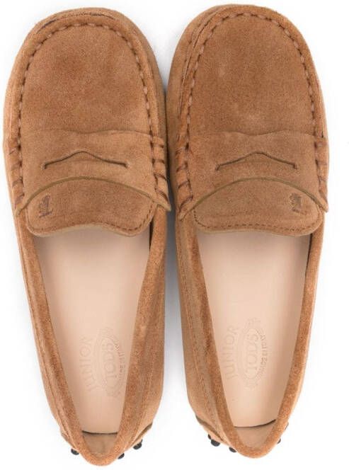 Tod's Kids Gommino suède loafers Beige