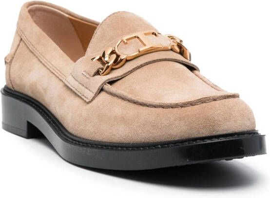 Tod's Loafers met logoplakkaat Beige