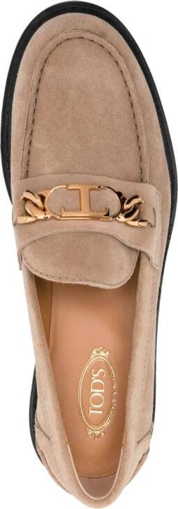 Tod's Loafers met logoplakkaat Beige