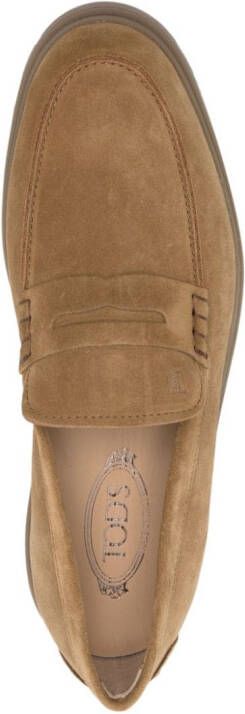 Tod's Paraiso loafers met stiksel Bruin