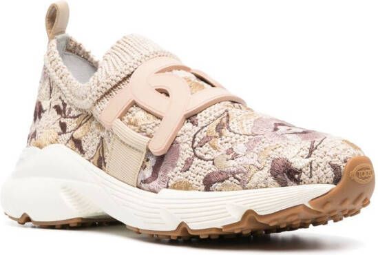 Tod's Sneakers met geborduurde bloemen Beige