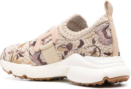 Tod's Sneakers met geborduurde bloemen Beige