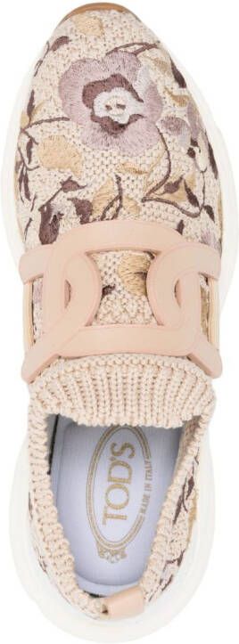 Tod's Sneakers met geborduurde bloemen Beige