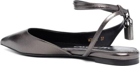 TOM FORD Padlock metallic ballerina's Grijs