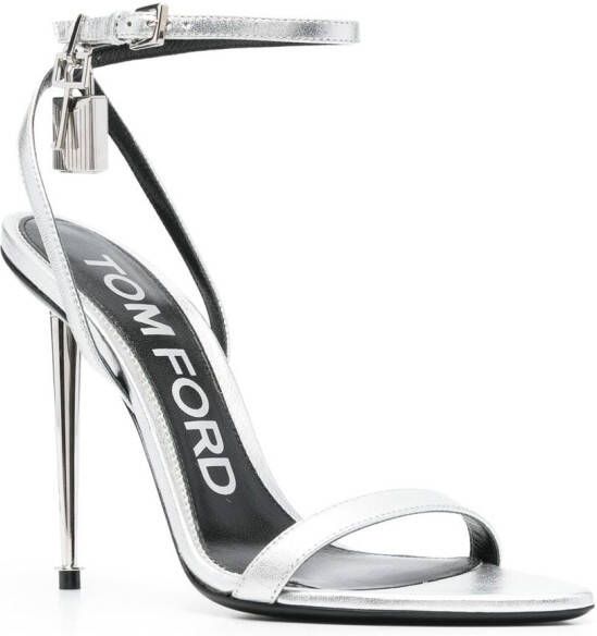 TOM FORD Padlock metallic open-toe sandals Grijs