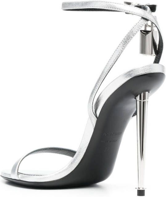 TOM FORD Padlock metallic open-toe sandals Grijs