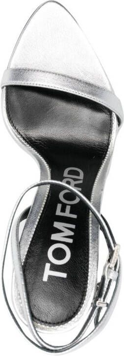 TOM FORD Padlock metallic open-toe sandals Grijs