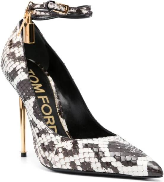 TOM FORD Padlock pumps met slangenleer-effect Bruin