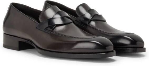 TOM FORD Leren loafers met gedraaid detail Bruin