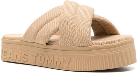 Tommy Jeans Slippers met logo-reliëf Beige
