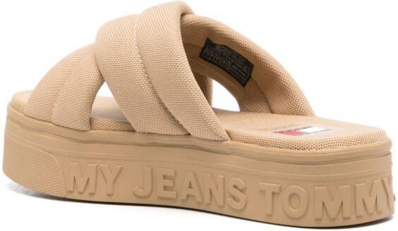 Tommy Jeans Slippers met logo-reliëf Beige