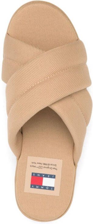 Tommy Jeans Slippers met logo-reliëf Beige