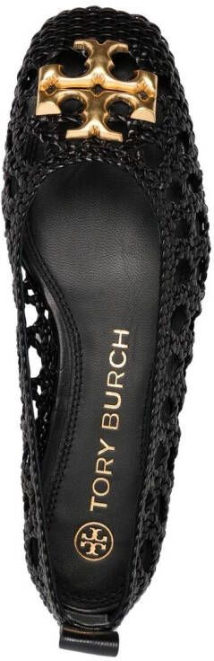 Tory Burch Ballerina's met logopatch Zwart