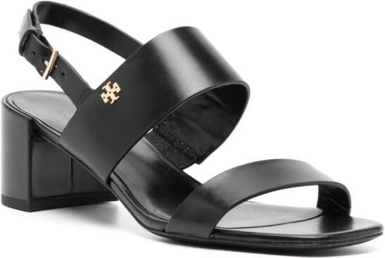 Tory Burch Double T 50 mm leren sandalen Zwart