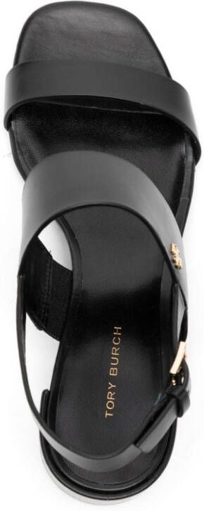 Tory Burch Double T 50 mm leren sandalen Zwart