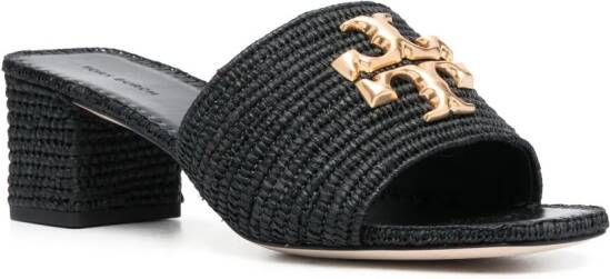 Tory Burch Eleanor 60mm raffia mules Zwart