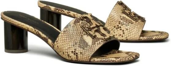 Tory Burch Ines 55mm sandalen met slangenleer-effect Bruin