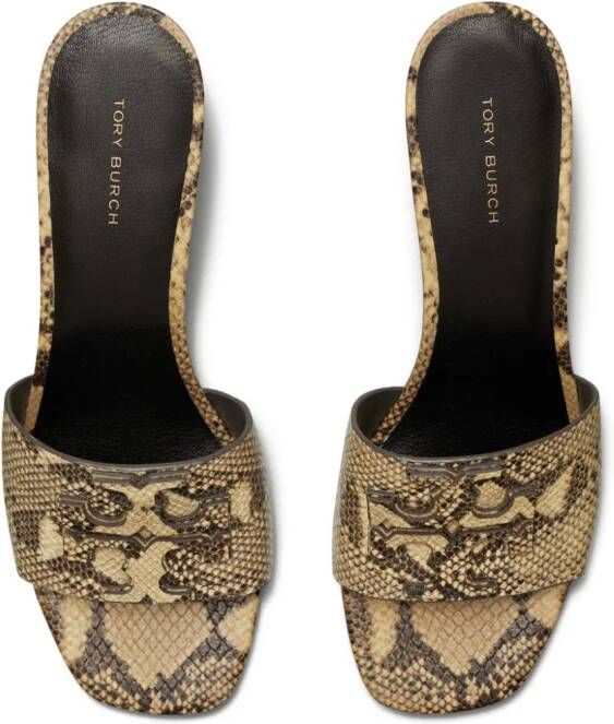 Tory Burch Ines 55mm sandalen met slangenleer-effect Bruin