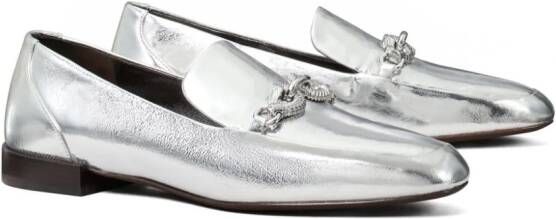 Tory Burch Jessa metallic loafers Zilver