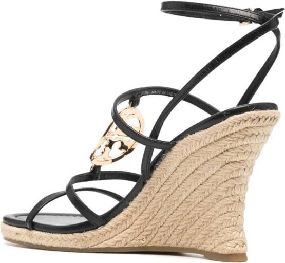 Tory Burch Leren sandalen met TT-logo Zwart