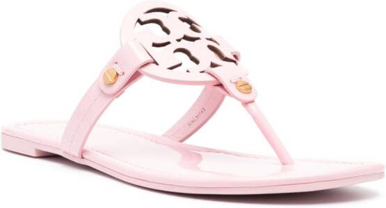 Tory Burch Leren teenslippers Roze