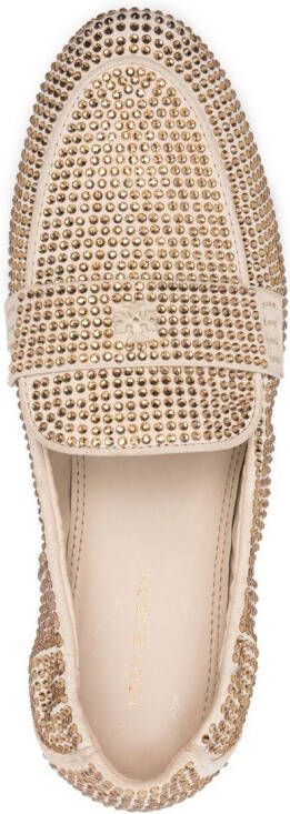 Tory Burch Loafers verfraaid met kristallen Beige