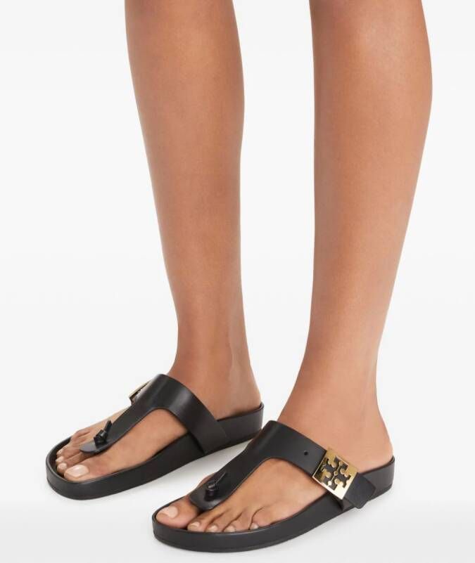 Tory Burch Mellow Thong leren sandalen Zwart