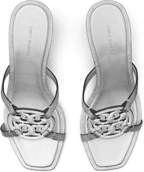 Tory Burch Miller Bombé metallic muiltjes Zilver