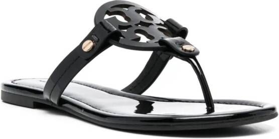 Tory Burch Miller leren teenslippers Zwart