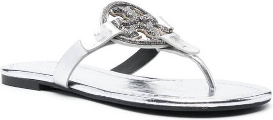 Tory Burch Miller sandalen met logoplakkaat Grijs