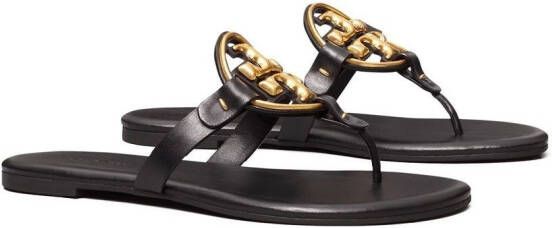 Tory Burch Sandalen met logoplakkaat Zwart