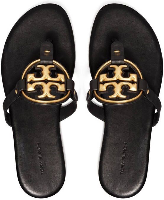 Tory Burch Sandalen met logoplakkaat Zwart