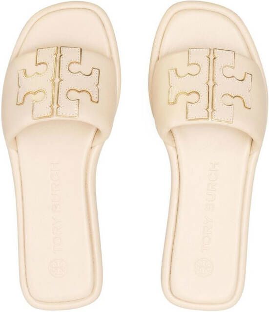 Tory Burch Slippers met dubbele T Beige