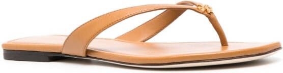 Tory Burch Leren teenslippers Bruin